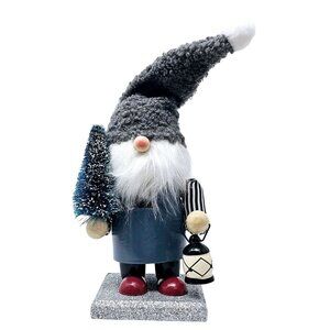Holiday Gnome with Watch Lantern and Tree Christmas 7" Nutcracker